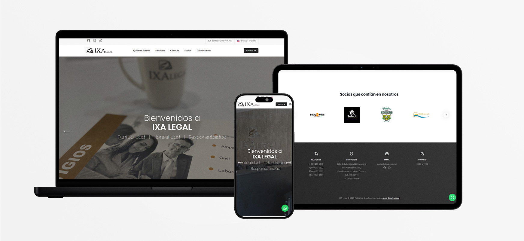 Diseño y desarrollo web para la firma legal IXA Legal en Mazatlán
