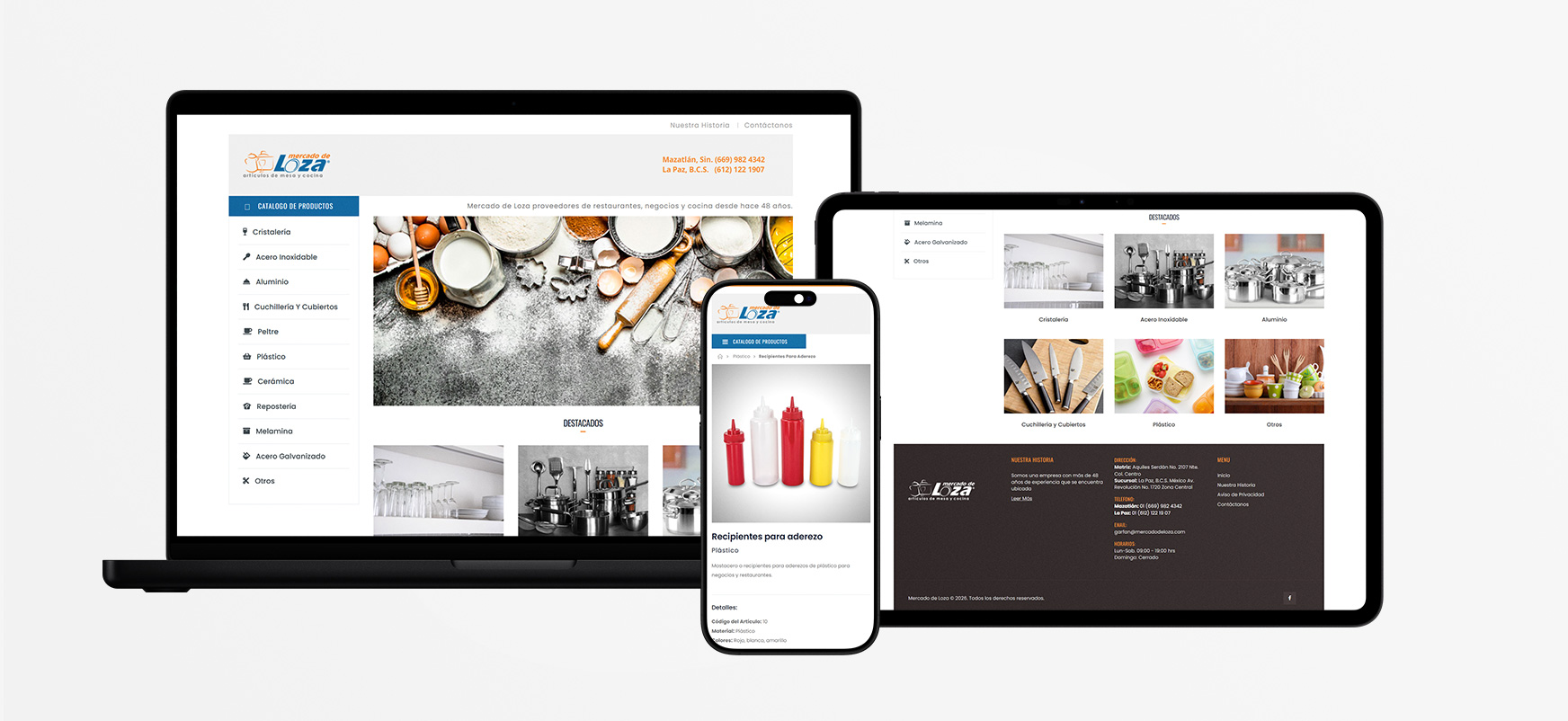 Desarrollo web y sistema CMS para catálogo de productos de Mercado de Loza en Mazatlán