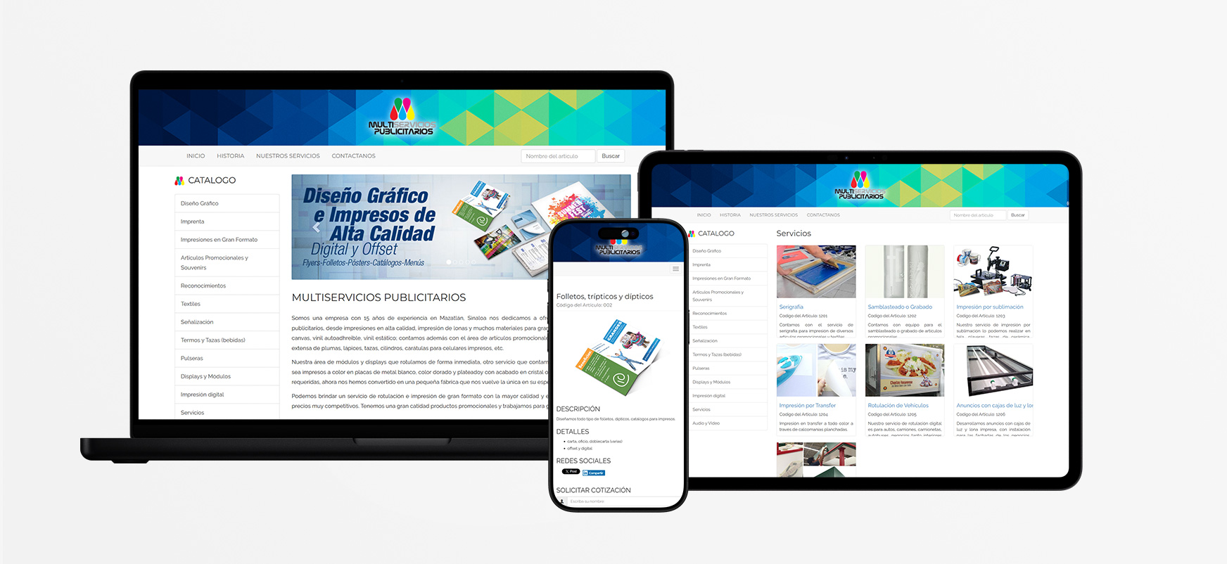 Desarrollo web para MULTISERVICIOS PUBLICITARIOS en mazatlán sinaloa