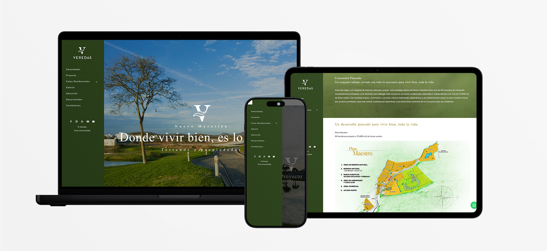 Desarrollo web corporativo para proyecto residencial Veredas Mazatlán
